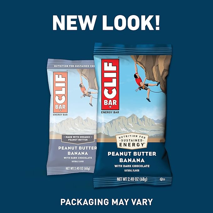 CLIF BAR® Energy Bars – Peanut Butter Banana Dark Chocolate (12 Count, 2.4 oz) | Organic Oats, Plant-Based, Kosher