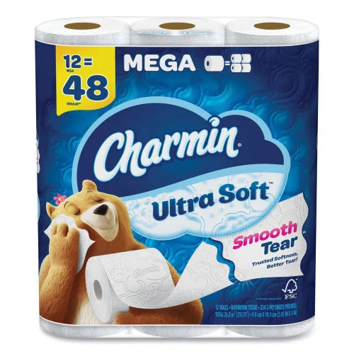 Charmin® Ultra Soft Toilet Paper, 2-Ply, 224 Sheets per Roll, 12-Roll Pack (08813PK)