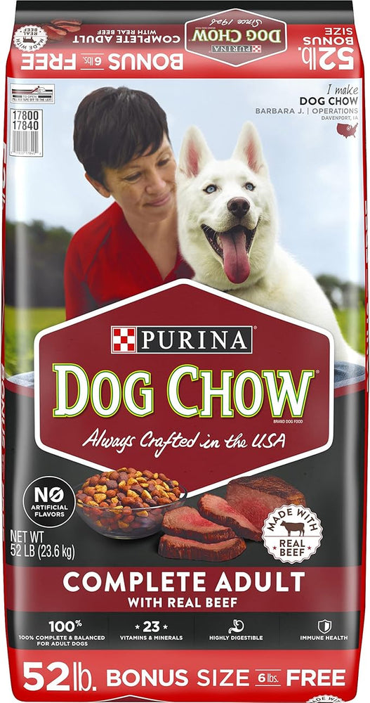 Purina Dog Chow Dry Dog Food, Complete Adult With Real Beef - 52 lb. Bag