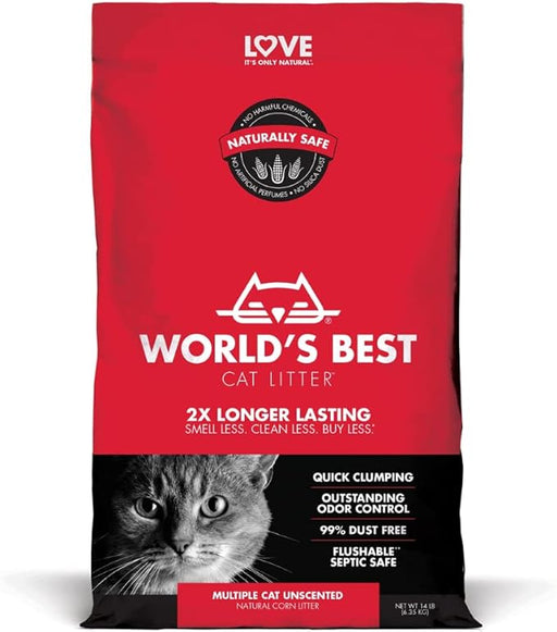 World's Best Cat Litter Cat Scoopable Multiple Cat Clumping Formula, 14-Pound Bag