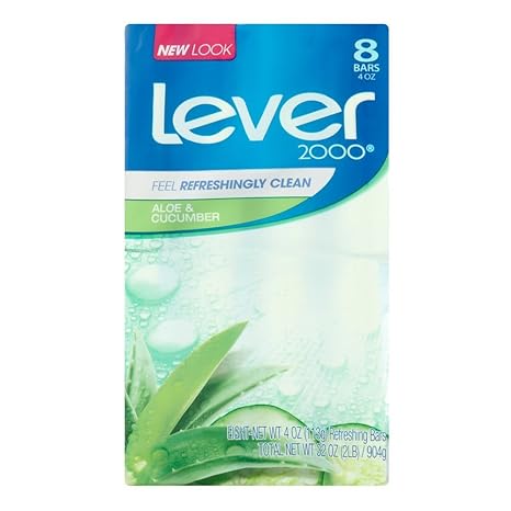 Lever 2000 Bar Soap, Aloe & Cucumber, 4 oz bars, 8 ea (5 Pack)