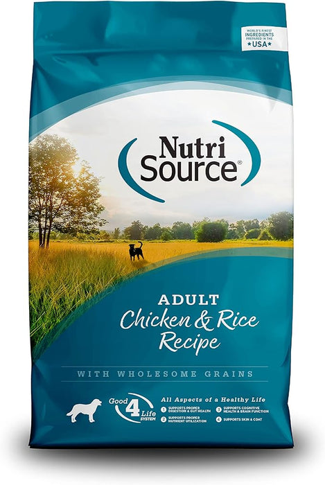 NutriSource Adult Dry Dog Food, Chicken and Rice, 26LB