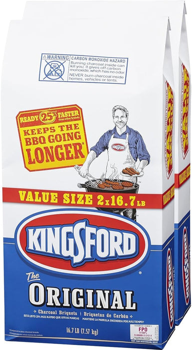 Kingsford Original Charcoal Briquettes, Two 16.7 lb Bags