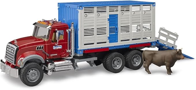 Bruder 02830 Mack Granite Cattle Transportation Truck with 1 Cattle