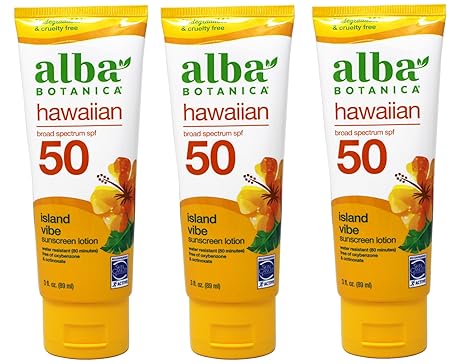 Alba Botanica Hawaiian, Green Tea Sunscreen SPF 50, 3 Ounce (Pack of 3)