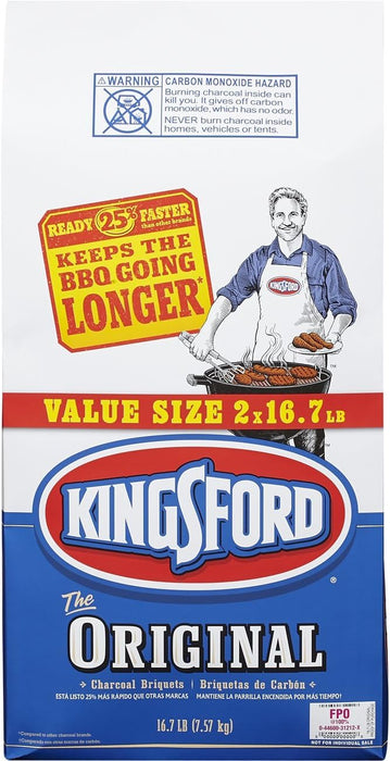 Kingsford Original Charcoal Briquettes, Two 16.7 lb Bags