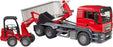 Bruder 03767 Man TGS Truck with Roll Off Container and Schäffer Compact Loader 2630