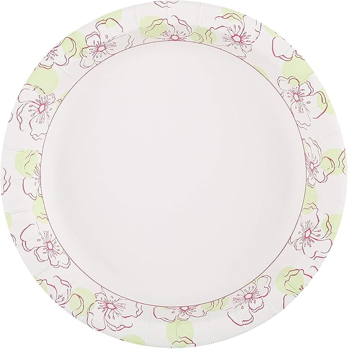 Glad Disposable Paper Plates for All Occasions - Round Soak Proof, Cut Proof, Microwaveable Heavy Duty Disposable Plates - Bulk Paper Plates, Pink Flower Print, 8.5" Inch, 50 Count - 2 Pack