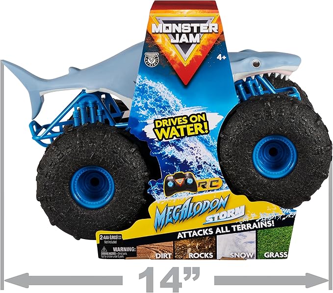 Monster Jam, Official Megalodon Storm All-Terrain Remote Control Monster Truck for Boys and Girls, 1:15 Scale, Kids Toys for Ages 4-6+