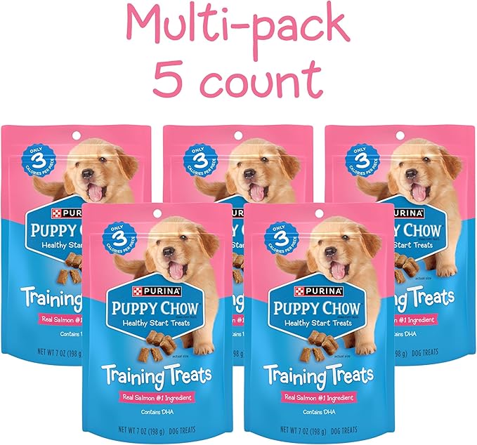 Purina Puppy Chow Training Treats, Healthy Start Salmon Treats - (5) 7 oz. Pouches