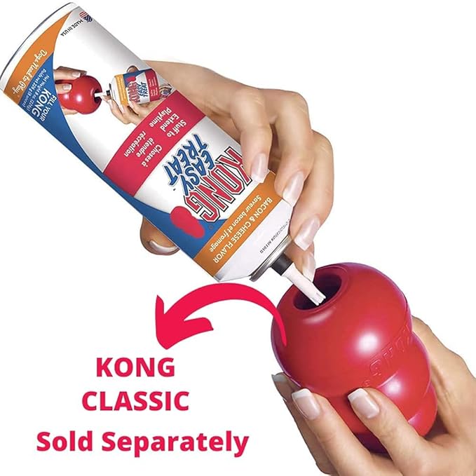 Bundle: Kong Easy Treat – Kong Fillers for Puppy and Adult Dogs - Stuffing Treat Spray with Recipe Card 8 Oz (Cheese & Bacon)