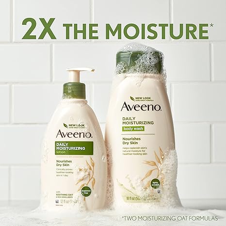 Aveeno Daily Moisturizing Body Lotion with Soothing Oat and Rich Emollients to Nourish Dry Skin, Fragrance-Free, 12 Fl Oz (Pack of 6)