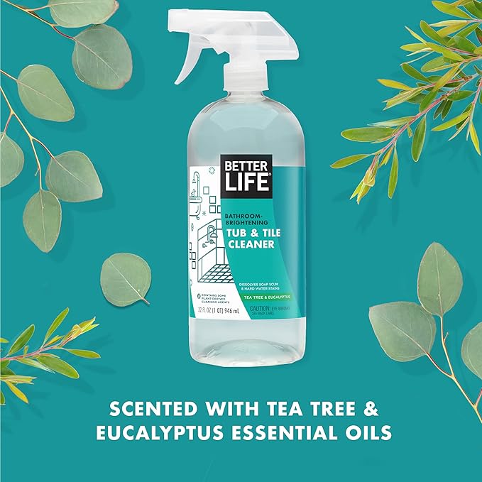 Better Life Natural Tub and Tile Cleaner, Tea Tree & Eucalyptus, 32 Fl Oz (Pack of 1), 24205