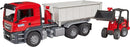 Bruder 03767 Man TGS Truck with Roll Off Container and Schäffer Compact Loader 2630