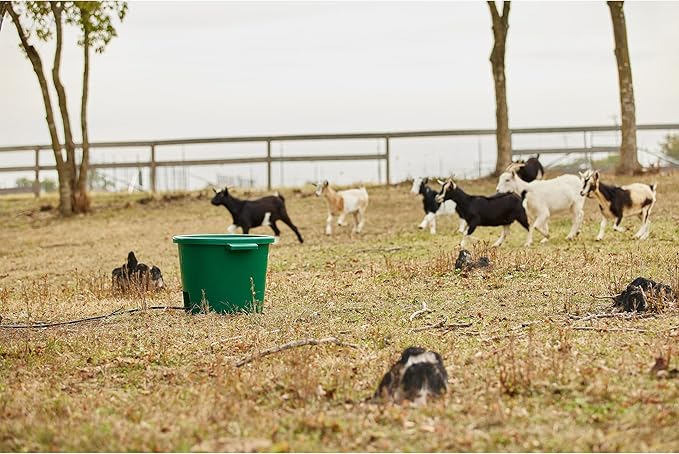 Farm Innovators HT-200 16 Gallon Plastic Heated Livestock Pet Farm Animal Water Bucket Tub with Hidden De-Icer Heating Element, Green