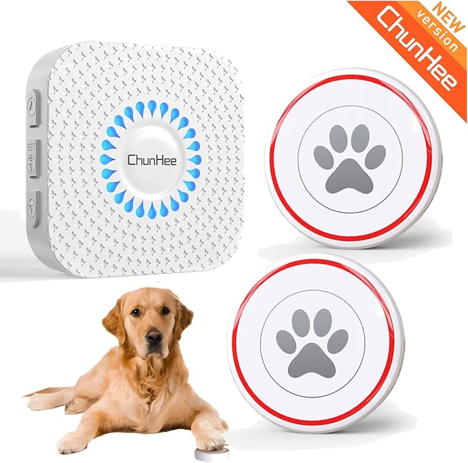 ChunHee Smart Dog Door Bell Wireless Puppy DoorBell for Potty Training, Dog Bells to go Outside,Bell for Dogs to Ring to go Potty [New 2024]