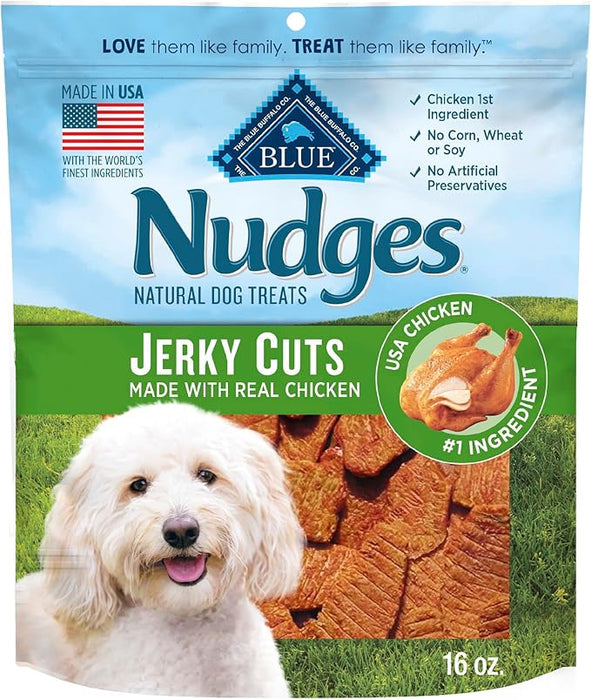 Blue Buffalo Nudges Jerky Bites Dog Treats, Made in the USA with Natural Ingredients, Bite-Sized Pieces, Chicken, 16-oz. Bag