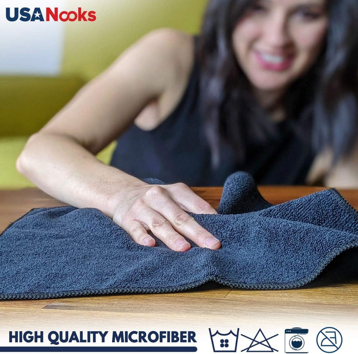 Microfiber Cleaning Cloth Grey - 12 Packs 12.5"x12.5" - High Performance - 1200 Washes, Ultra Absorbent Microfiber Towel Weave Grime & Liquid for Streak-Free Mirror Shine - Car Washing Cloth