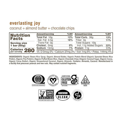 GoMacro MacroBar – Coconut + Almond Butter + Chocolate Chips (2.3 oz) | Organic Vegan Protein Bar
