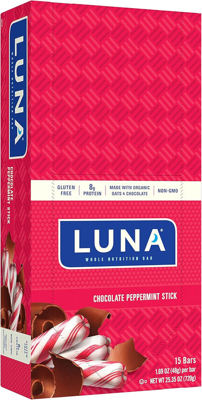 LUNA BAR – Chocolate Peppermint Stick (15 Pack) | Gluten-Free, Plant-Based Protein Snack Bars**
