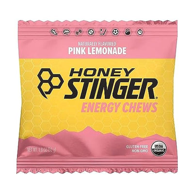 Honey Stinger Organic Energy Chews - Pink Lemonade | Gluten-Free, Caffeine-Free, Natural Sports Nutrition | 12 Pack (21.6 oz) | Pre & Mid Workout Fuel for Running, Cycling, Gym