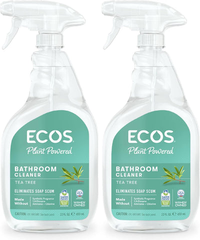 ECOS Shower Cleaner with Tea Tree Oil – 22 fl oz (Pack of 2) | Plant-Based, No-Rinse Formula for Soap Scum & Stain Prevention