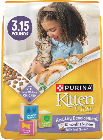 Purina Kitten Chow Nurture Dry Kitten Food – Healthy Development Formula with Real Chicken, 3.15 lb. Bag