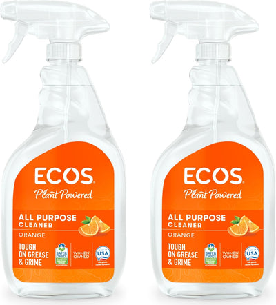 ECOS All Purpose Cleaner – Orange, 22 oz (2-Pack) | Plant-Based Multi-Surface Spray with Natural Orange Oil