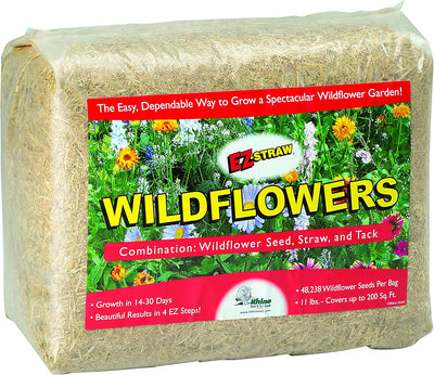 EZ-Straw Wildflower Seed Mix with Straw & Tackifier – 11 lbs. | 48,238 Premium Seeds – Covers 200 sq. ft.