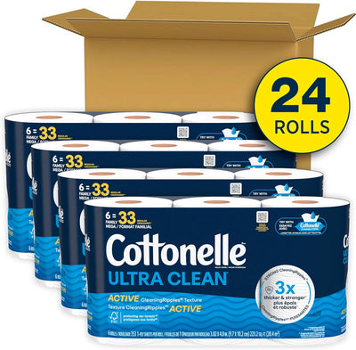 Cottonelle Ultra Clean Toilet Paper – 24 Family Mega Rolls