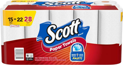 Scott Choose-A-Sheet Paper Towels – Mega Roll, 15 Rolls | Super Absorbent 1-Ply Paper Towels for Multi-Surface Cleaning