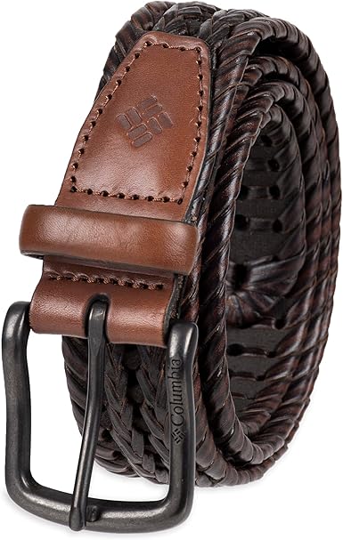 Columbia Men's Braided Belt – , Casual Dress with Single Prong Buckle for Jeans & Khakis Medium