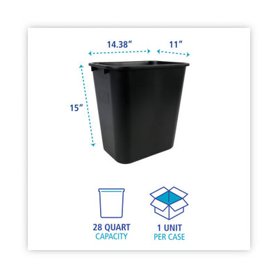 Boardwalk® Soft-Sided Wastebasket, 28-Quart, Black (BWK28QTWBBLA)