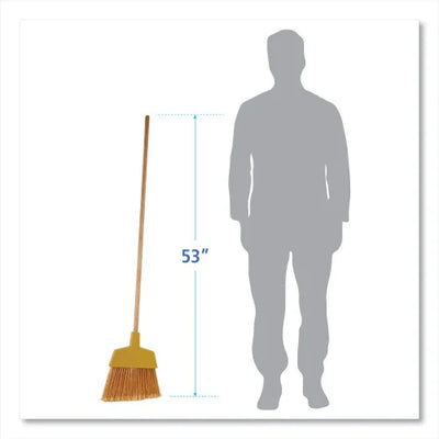 Boardwalk® 932A Angler Broom, 53" Wooden Handle, Angled Bristles, Yellow (BWK932AEA)