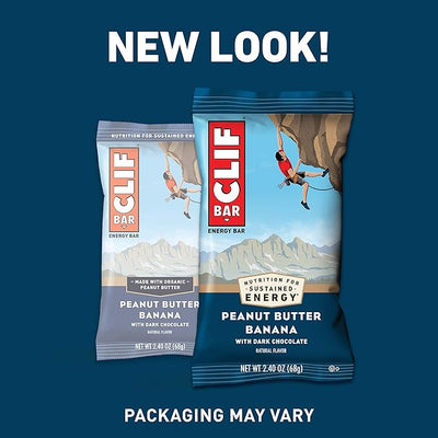 CLIF BAR® Energy Bars – Peanut Butter Banana Dark Chocolate (12 Count, 2.4 oz) | Organic Oats, Plant-Based, Kosher