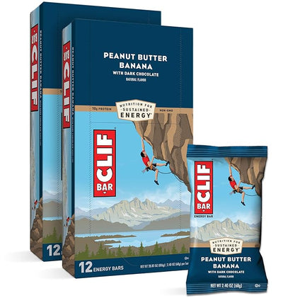 CLIF BAR® Energy Bars – Peanut Butter Banana Dark Chocolate (12 Count, 2.4 oz) | Organic Oats, Plant-Based, Kosher