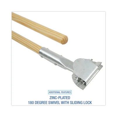 Boardwalk® Clip-On Dust Mop Handle, 180° Swivel Head, Wood, 60", (BWK1490)