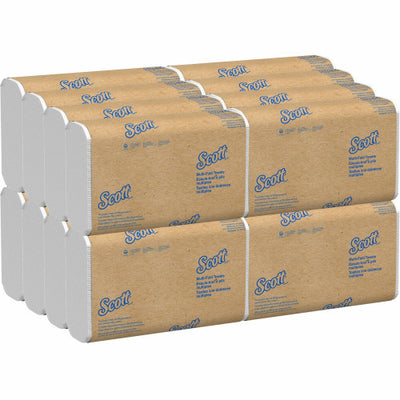 Scott® Essential Multi-Fold Paper Towels, 100% Recycled, 1-Ply, White, 9.2" x 9.4", 250 Sheets/Pack, 16 Packs/Carton (01807)