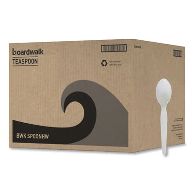 Boardwalk® Full-Length Polystyrene Teaspoons, White, Heavyweight, 1000/Carton (BWKSPOONHW)