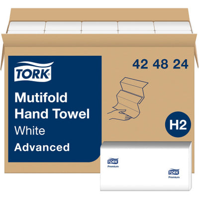 Tork® Advanced Multifold Paper Towels, 1-Ply, White, 4000 Towels/Carton (424824)