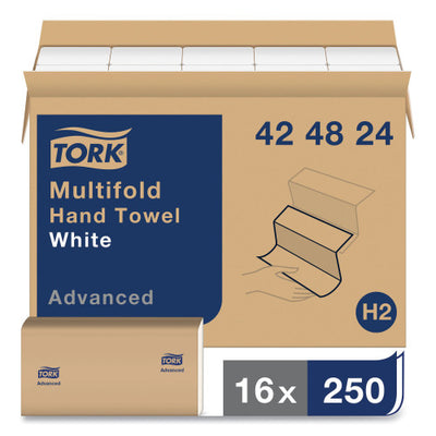 Tork® Advanced Multifold Paper Towels, 1-Ply, White, 4000 Towels/Carton (424824)