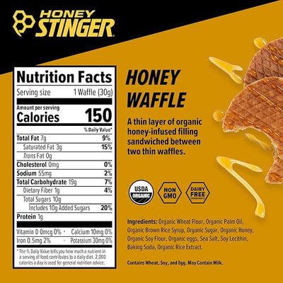 Honey Stinger Organic Honey Waffle – Energy Stroopwafel (12 Pack) | Natural Fuel for Exercise & Performance