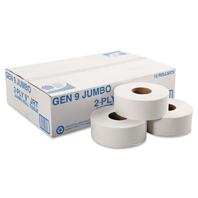 GEN® Jumbo Jr. Toilet Paper, 2-Ply, 700 Feet per Roll, 12-Roll Bulk Case (GEN9JUMBOB)
