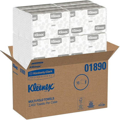 Kleenex® Multifold Paper Towels, 1-Ply, White, 2400 Towels/Carton (01890)
