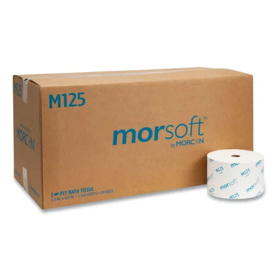 Morcon® Small Core Toilet Paper, 1-Ply, 2,500 Sheets per Roll, 24-Roll Bulk Case (M125)