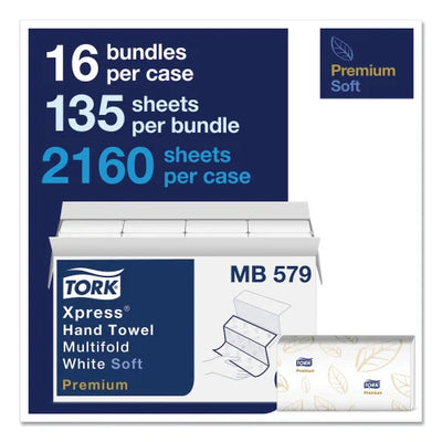 Tork® Soft Xpress 2-Ply Multifold Hand Towels - White, 2160 Towels (MB579)