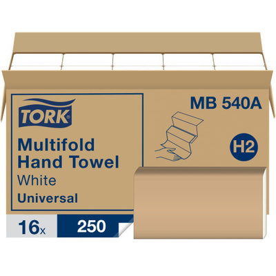 Tork® Universal Multifold Paper Towels, 1-Ply, White, 4000 Towels/Carton (MB540A)