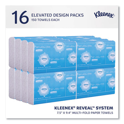 Kleenex® Reveal Multi-Fold Paper Towels, 2-Ply, White, 8 x 9.4, 16 Packs/Carton (46321)