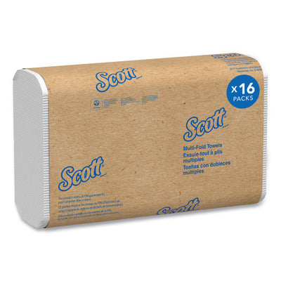 Scott® Essential Multi-Fold Paper Towels, Plus Tier, Absorbency Pockets, 1-Ply, White, 9.2" x 9.4", 250 Sheets/Pack, 16 Packs/Carton (01804)