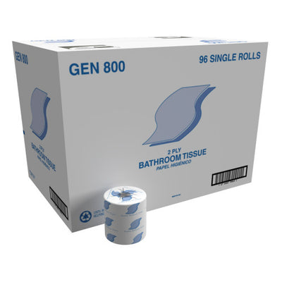 GEN® Standard Toilet Paper, 2-Ply, 420 Sheets per Roll, 96-Roll Bulk Case (GEN800)